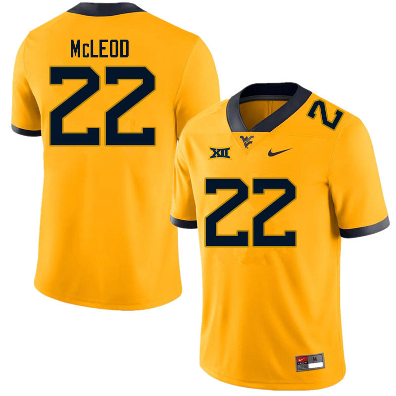 Men #22 Saint McLeod West Virginia Mountaineers College Football Jerseys Sale-Gold - Click Image to Close